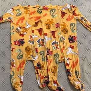 Kids Yellow Hogwarts-Inspired Footed One-Piece Pajamas